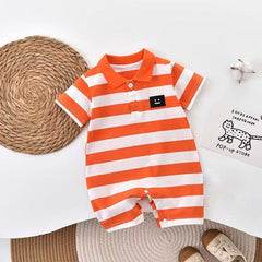 Smart Striped Baby Boys T-shirt Romper – 100% Cotton Infant Outfit, Comfortable & Stylish One-Piece