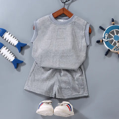 Tank Cool Boys Gray Set – Soft Polyester Blend Kids’ Outfit, Lightweight & Comfortable