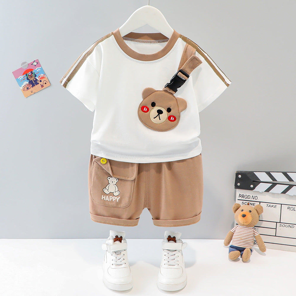 Teddy Attached Boys T-Shirt and Bottom Sets – Soft Cotton Kids’ Outfit, Comfortable & Playful
