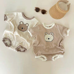 Teddy Bear Printed Baby Boys Romper – Soft Cotton Infant Outfit, Comfortable & Adorable