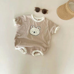 Teddy Bear Printed Baby Boys Romper – Soft Cotton Infant Outfit, Comfortable & Adorable
