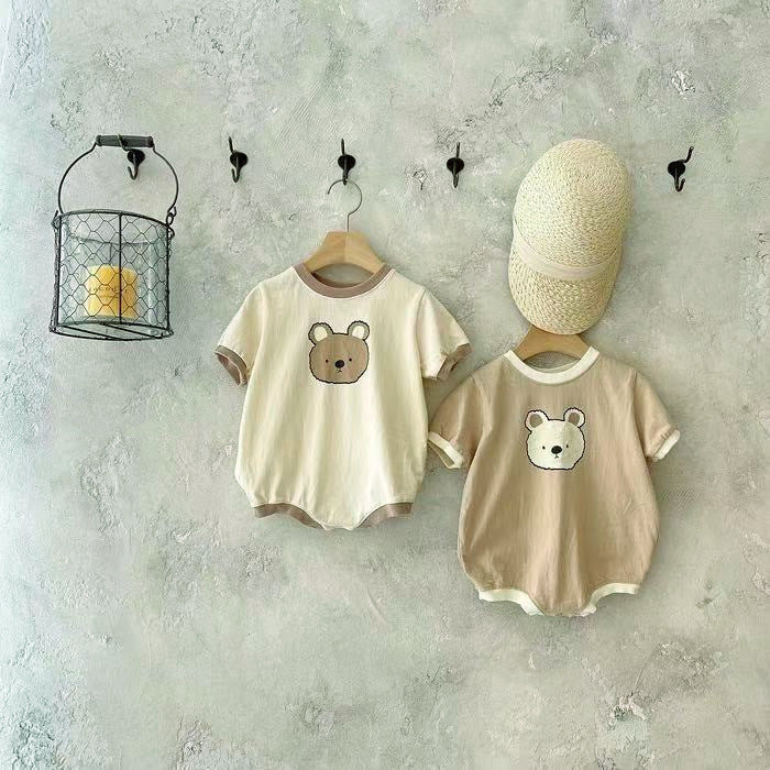 Teddy Bear Printed Baby Boys Romper – Soft Cotton Infant Outfit, Comfortable & Adorable