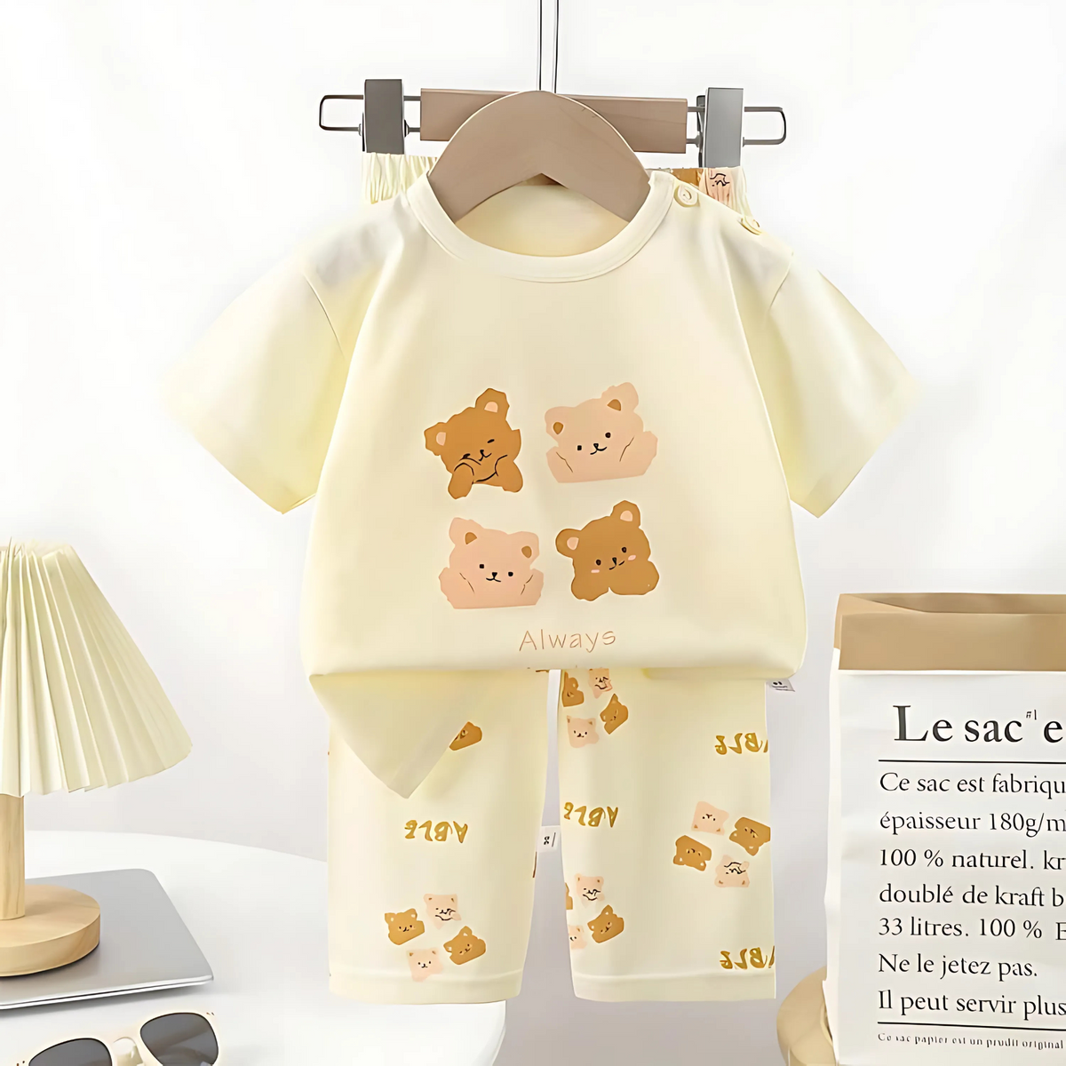 Teddy Dreams Girls Cotton Pyjama Set – Soft Sleepwear for Toddlers & Kids