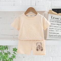 Teddy Embossed Boys Co-Ord Set – Cotton & Acetate Kids’ Outfit, Comfortable & Stylish Everyday Wear
