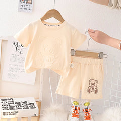 Teddy Embossed Boys Co-Ord Set – Cotton & Acetate Kids’ Outfit, Comfortable & Stylish Everyday Wear