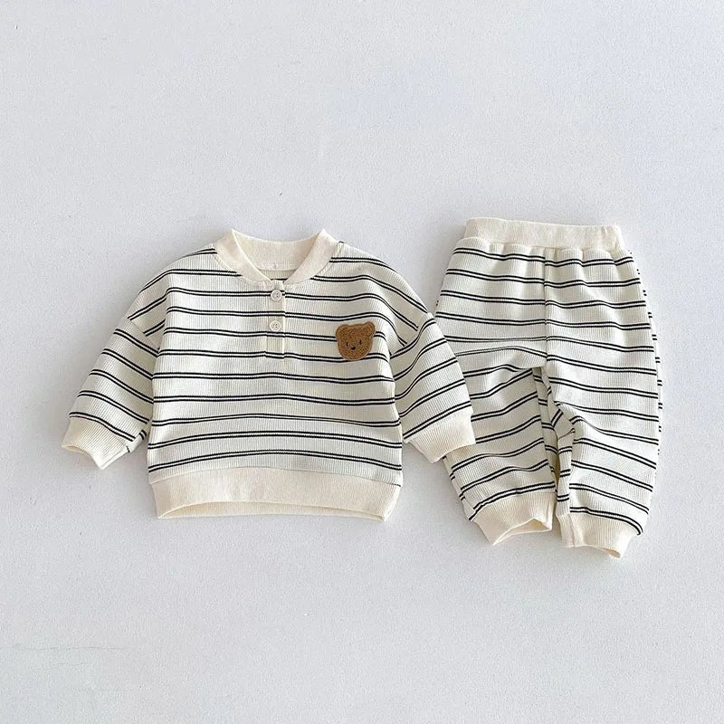 Teddy Stripes Boys Co-Ord Set – Soft Cotton Kids’ Outfit, Comfortable & Stylish for Everyday Wear
