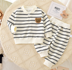 Teddy Stripes Boys Co-Ord Set – Soft Cotton Kids’ Outfit, Comfortable & Stylish for Everyday Wear