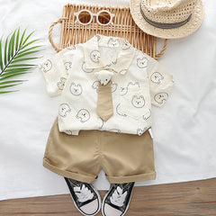 Teddy Tie Attached Boys Set – Soft Cotton Kids’ Outfit, Comfortable & Stylish for Special Occasions