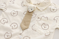 Teddy Tie Attached Boys Set – Soft Cotton Kids’ Outfit, Comfortable & Stylish for Special Occasions