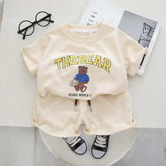 The Bear Tee and Shorts Boys Set – Cotton Blend Summer Outfit for Kids, Comfortable & Stylish