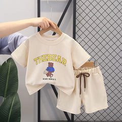 The Bear Tee and Shorts Boys Set – Cotton Blend Summer Outfit for Kids, Comfortable & Stylish