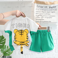 Tiger 3D Tailed T-Shirt & Shorts Set – Soft Cotton Summer Outfit for Boys, Fun & Comfortable