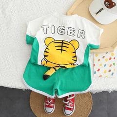 Tiger 3D Tailed T-Shirt & Shorts Set – Soft Cotton Summer Outfit for Boys, Fun & Comfortable
