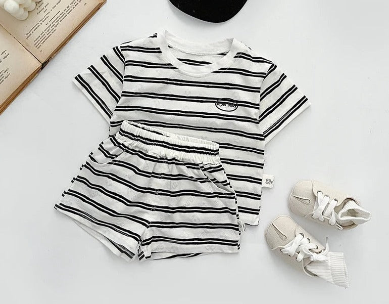 Timeless Tots Boys Striped Set – Soft Cotton Summer Outfit for Kids, Comfortable & Stylish