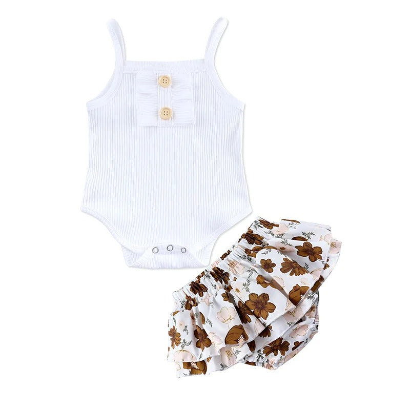 Tiny Twirls Girls Romper Set – Soft Cotton Blend Playwear