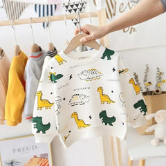 Little Jurassic Joy Boys and Girls Cotton Blend T-Shirt – Fun Dinosaur Print Casual Wear