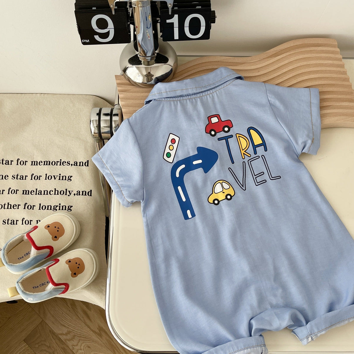 Travel Theme Baby Romper – Unisex Boys & Girls Cotton Blend Outfit
