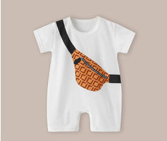 Travel Bag Print Baby Romper – Cotton Unisex Outfit for Boys & Girls