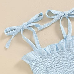 Trendy Knot Girls Blue Top and Pant Set – Stylish Cotton Outfit for Kids