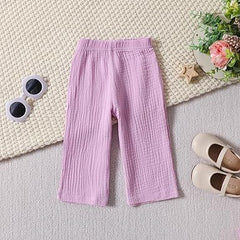 Trendy Knot Girls Pink Top and Pants Set – Cotton Blend Casual Outfit