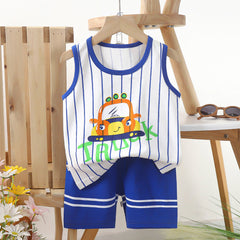 Truck Cartoon Sleeveless Set – Soft Cotton Summer Outfit for Boys, Lightweight & Comfortable