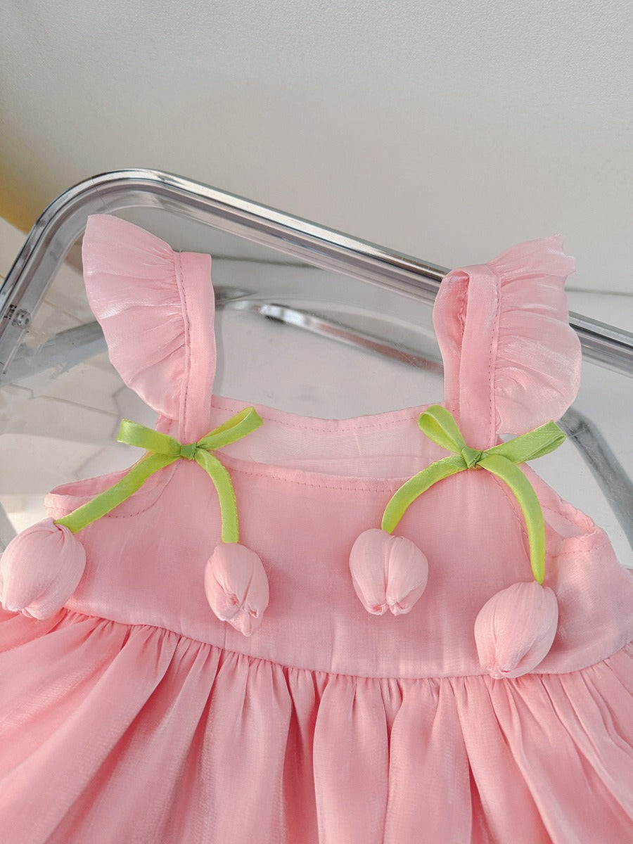 Tulip Hanging Layered Dress for Girls – Cotton Blend Party Wear