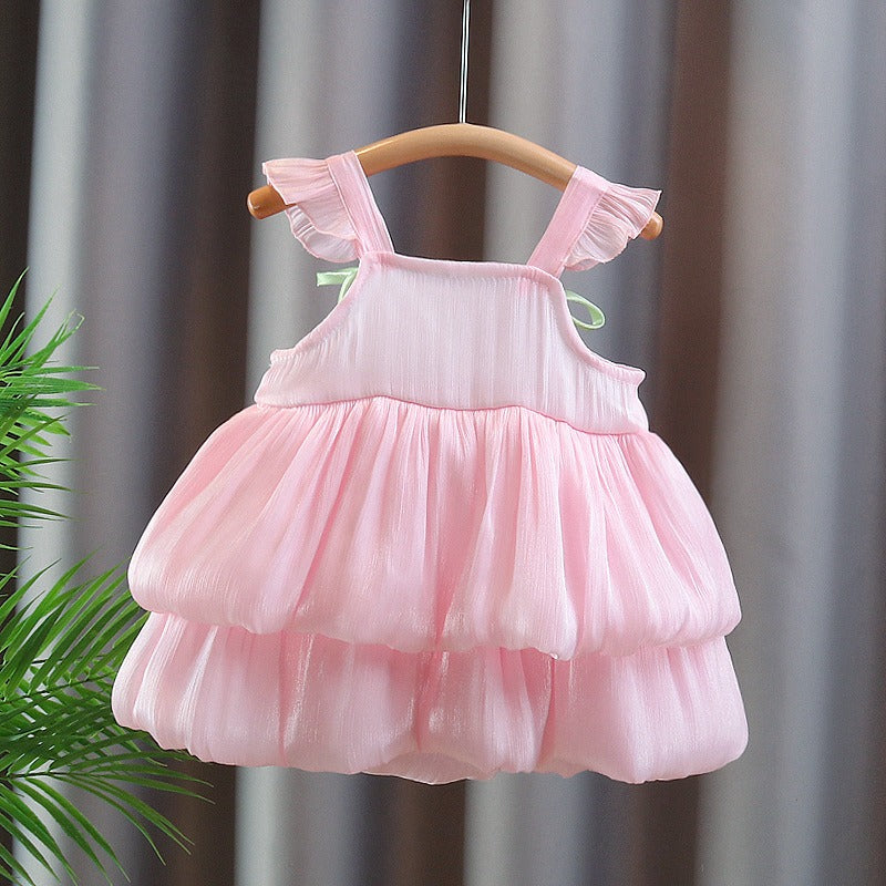 Tulip Hanging Layered Dress for Girls – Cotton Blend Party Wear