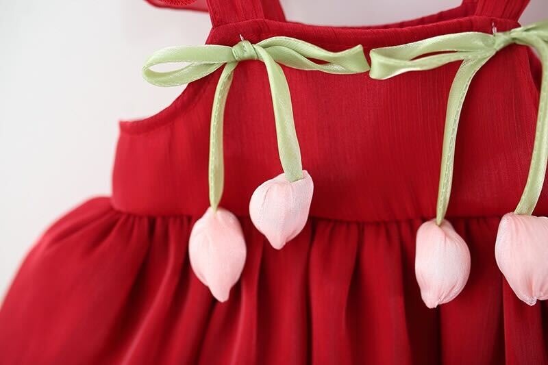 Tulip Hanging Layered Dress for Girls – Cotton Blend Party Wear