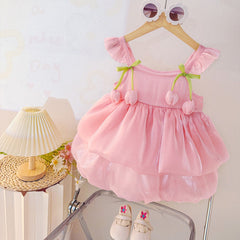 Tulip Hanging Layered Dress for Girls – Cotton Blend Party Wear
