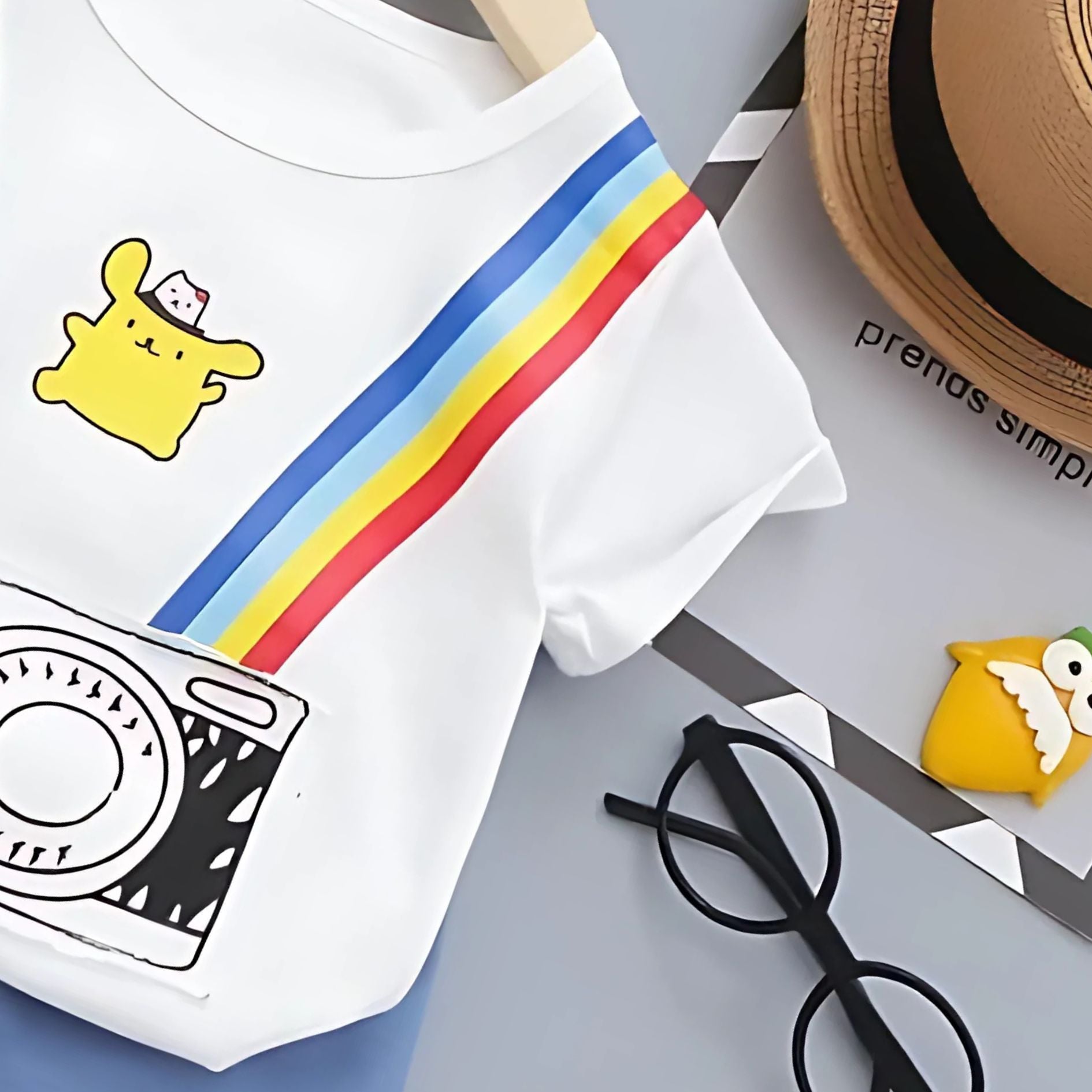 Camera Snapshot Style Boys Cotton Clothing Set – Casual Two-Piece Outfit