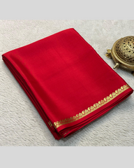 Zari Border Red Mysore Crepe Silk Saree