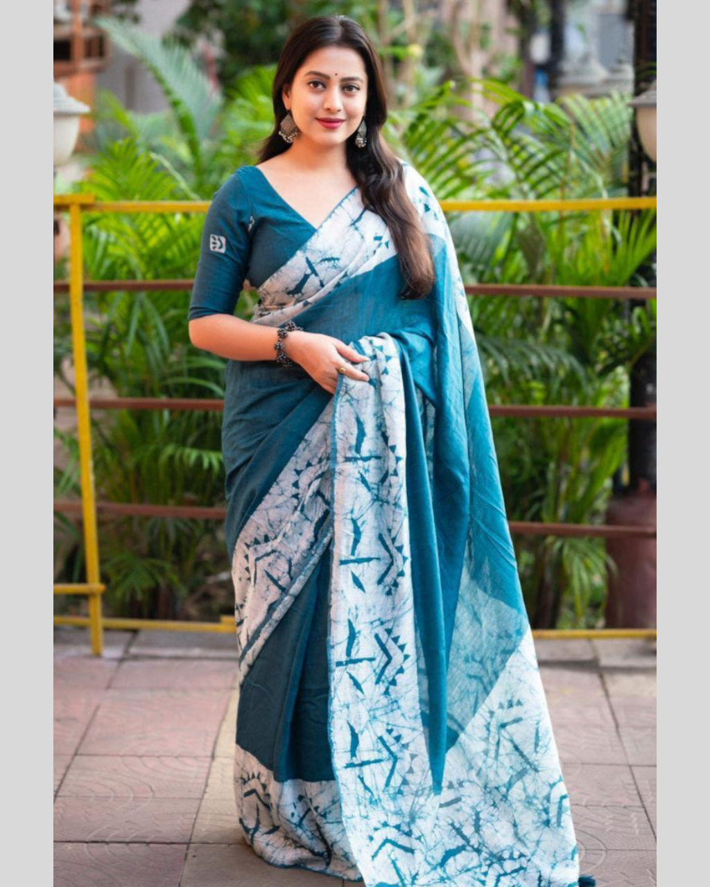 Women's Chanderi Cotton Printed Saree With Unstitched Blouse Piece