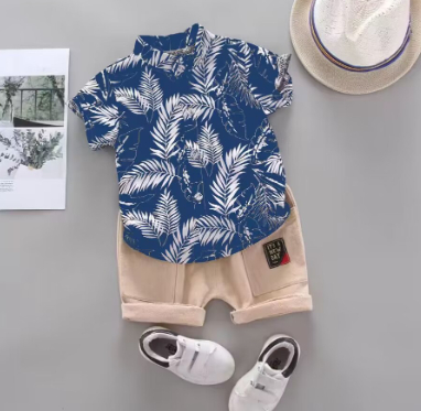 Vacation Blue Boy Clothing Set – Soft Cotton Summer Outfit for Kids, Lightweight & Comfortable
