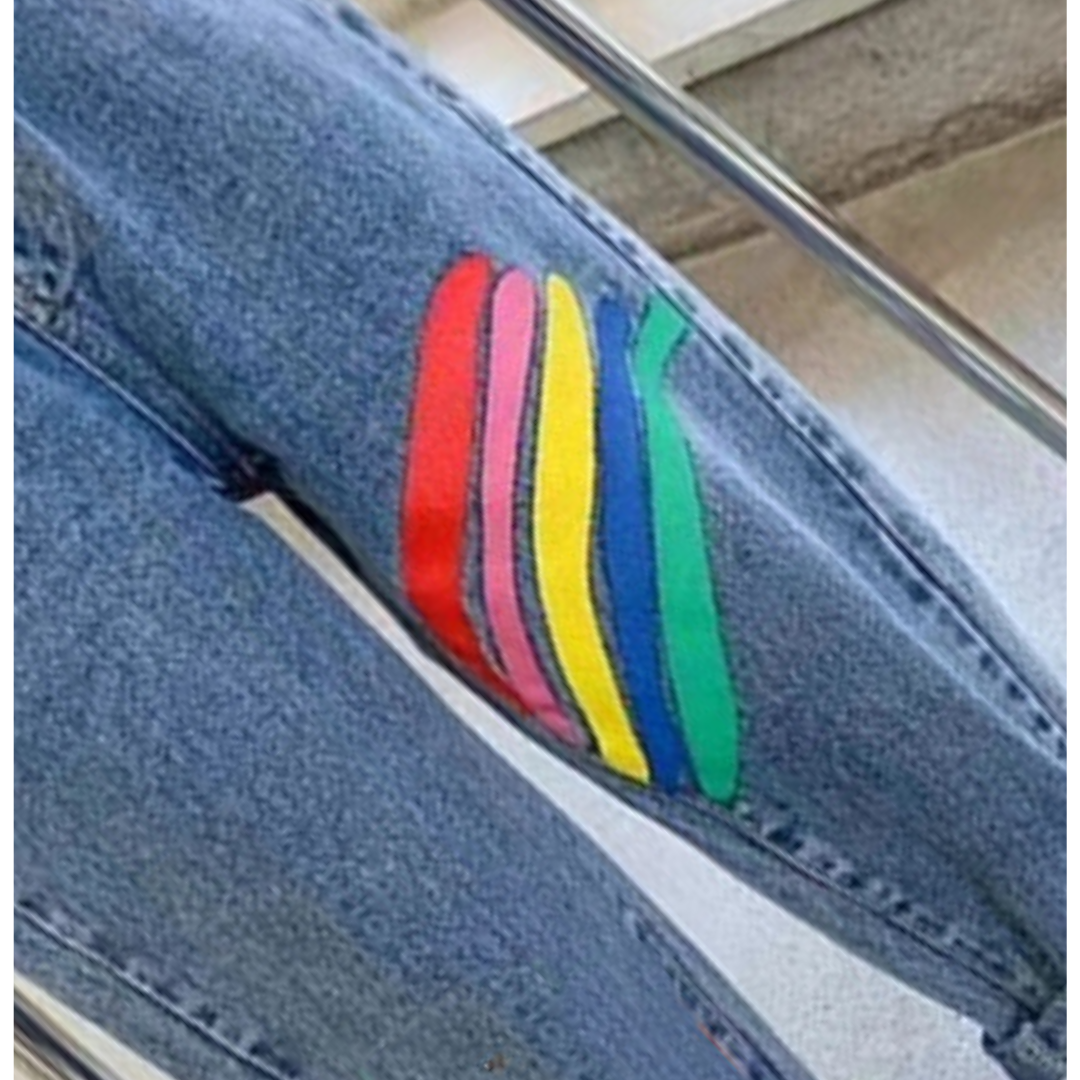 Vibrant Rainbow Denim Jeans for Girls – Soft Cotton Blend Kids Wear