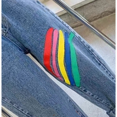 Vibrant Rainbow Denim Jeans for Girls – Soft Cotton Blend Kids Wear