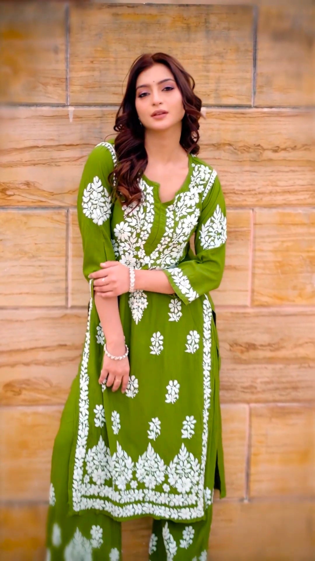New LUCKNOW CHIKANKARI EXCLUSIVE KURTI_PENT PAIR DESIGN (Dark Green) 38