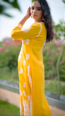 New LUCKNOW CHIKANKARI EXCLUSIVE KURTI_PENT PAIR DESIGN(Yellow) 41