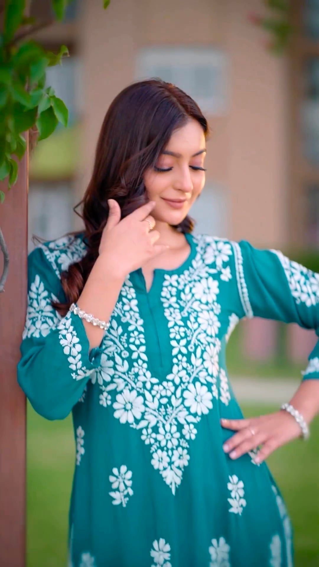 New LUCKNOW CHIKANKARI EXCLUSIVE KURTI_PENT PAIR DESIGN (Rama) 39