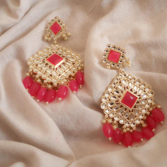 Pink Pearl Radiance Kundan Cubical Earrings