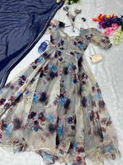 Jimmy Choo Organza Silk Fully Stitched Anarkali Suit with Designer Lace Dupatta – Function & Party Wear