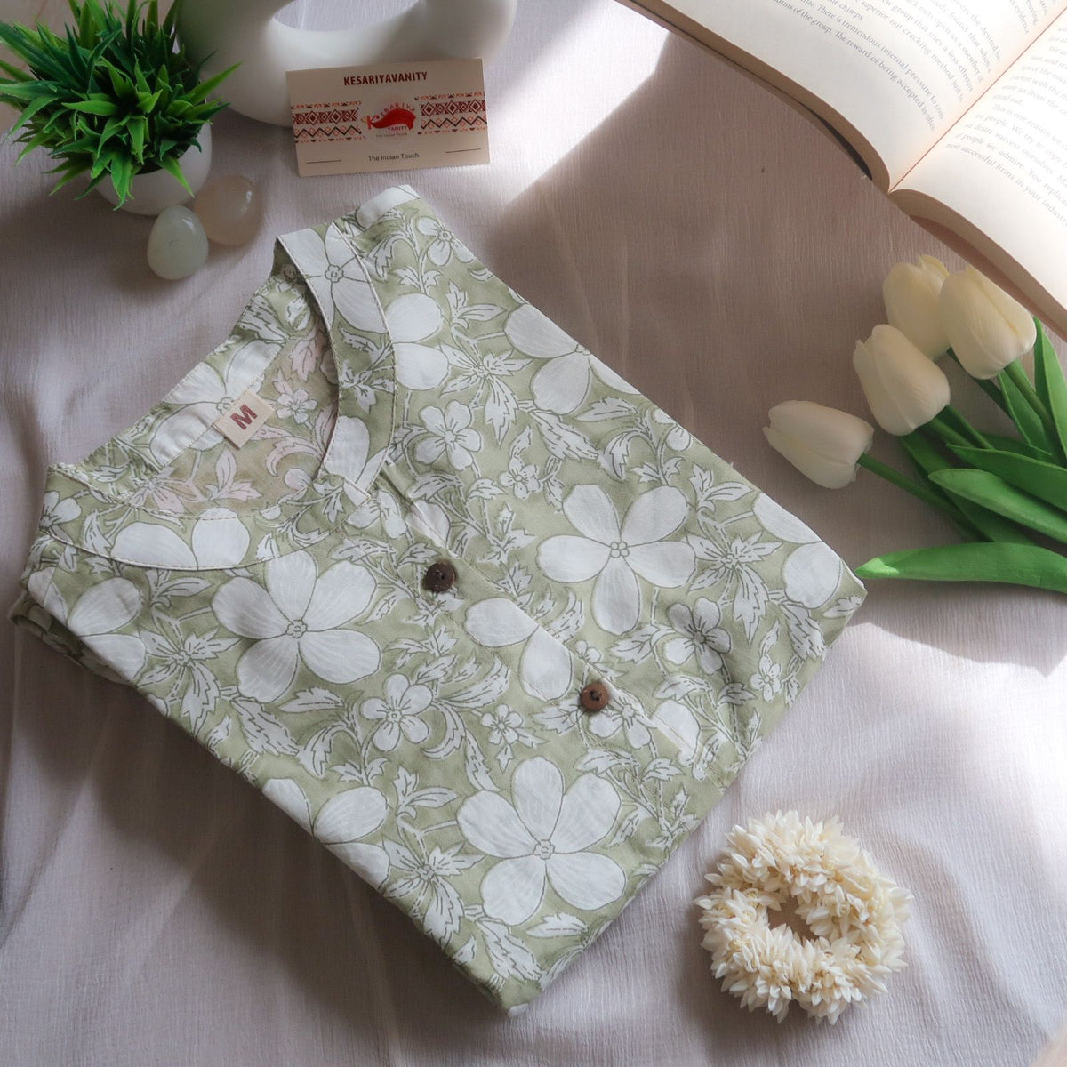 Daily Essential: olive Whispers Long Kurta - SOS SALE