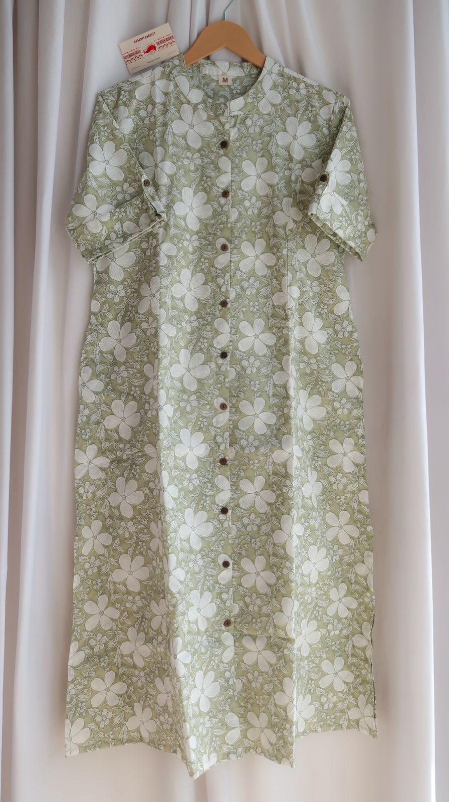 Daily Essential: olive Whispers Long Kurta - SOS SALE