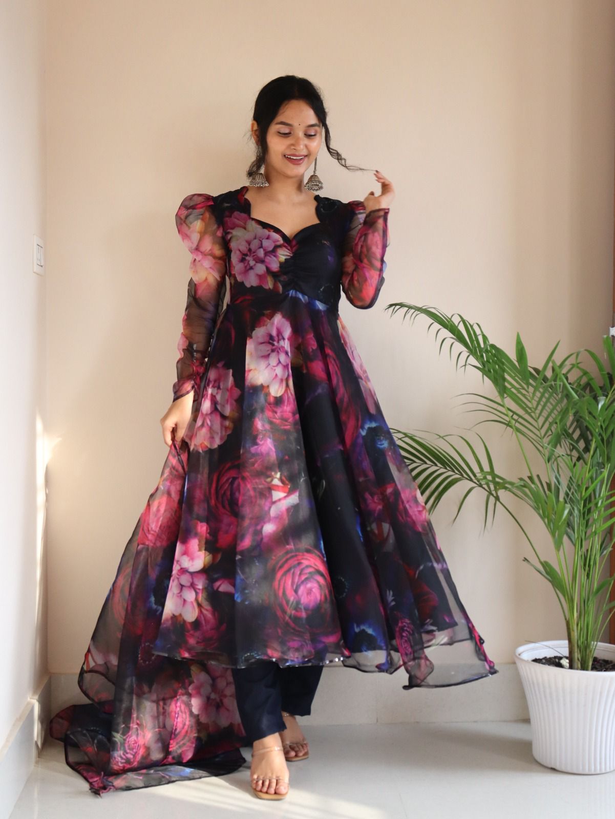 Organza Silk Digital Printed Anarkali Suit Set