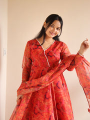 Organza Silk Anarkali Gown Set