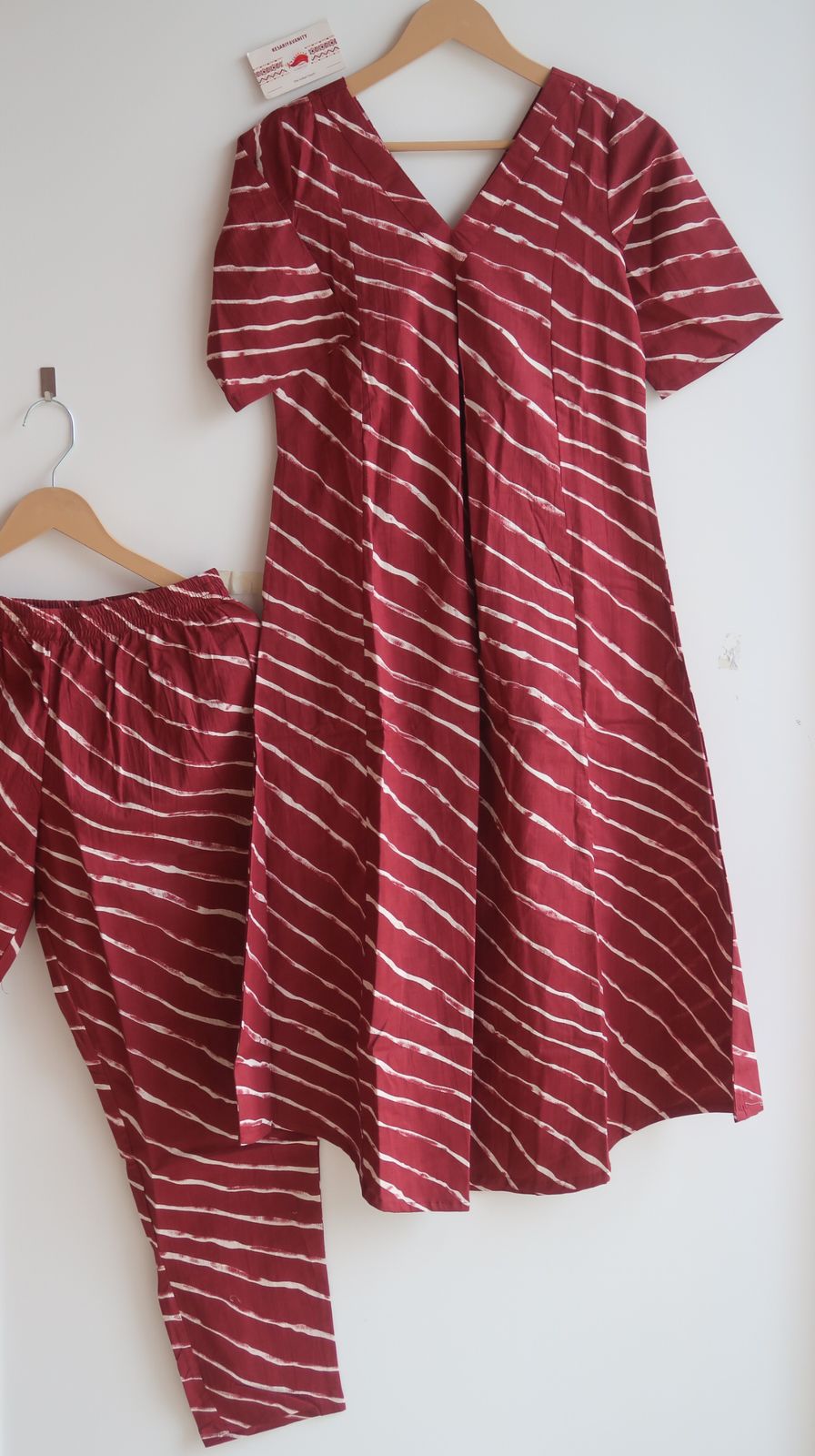 Maroon Leheriya Duo Office/Regular Wear Suit Set