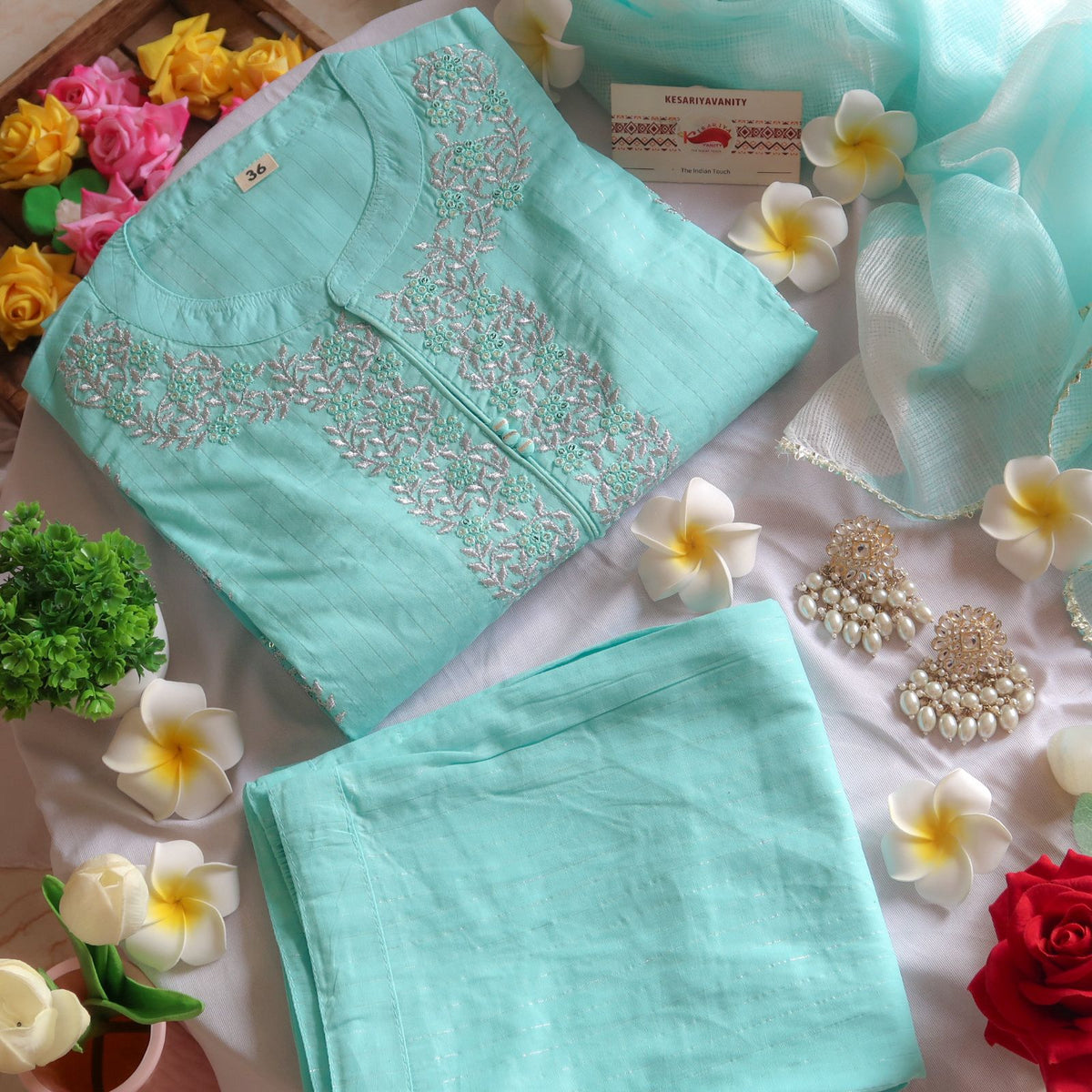 Aasmani Turquoise Infusion Suit Set