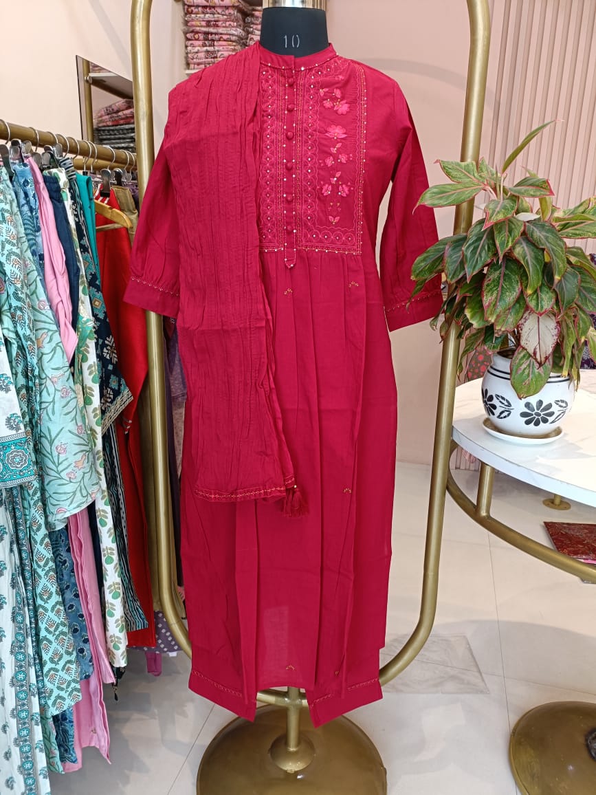 "Ishika" Cotton Kurta Set(3pc)