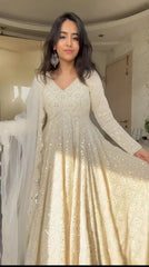 White Embroidered Anarkali Suit Set