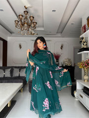 Pure Georgette Silk Digital Printed Anarkali Suit with Lace Border – Function & Party Wear