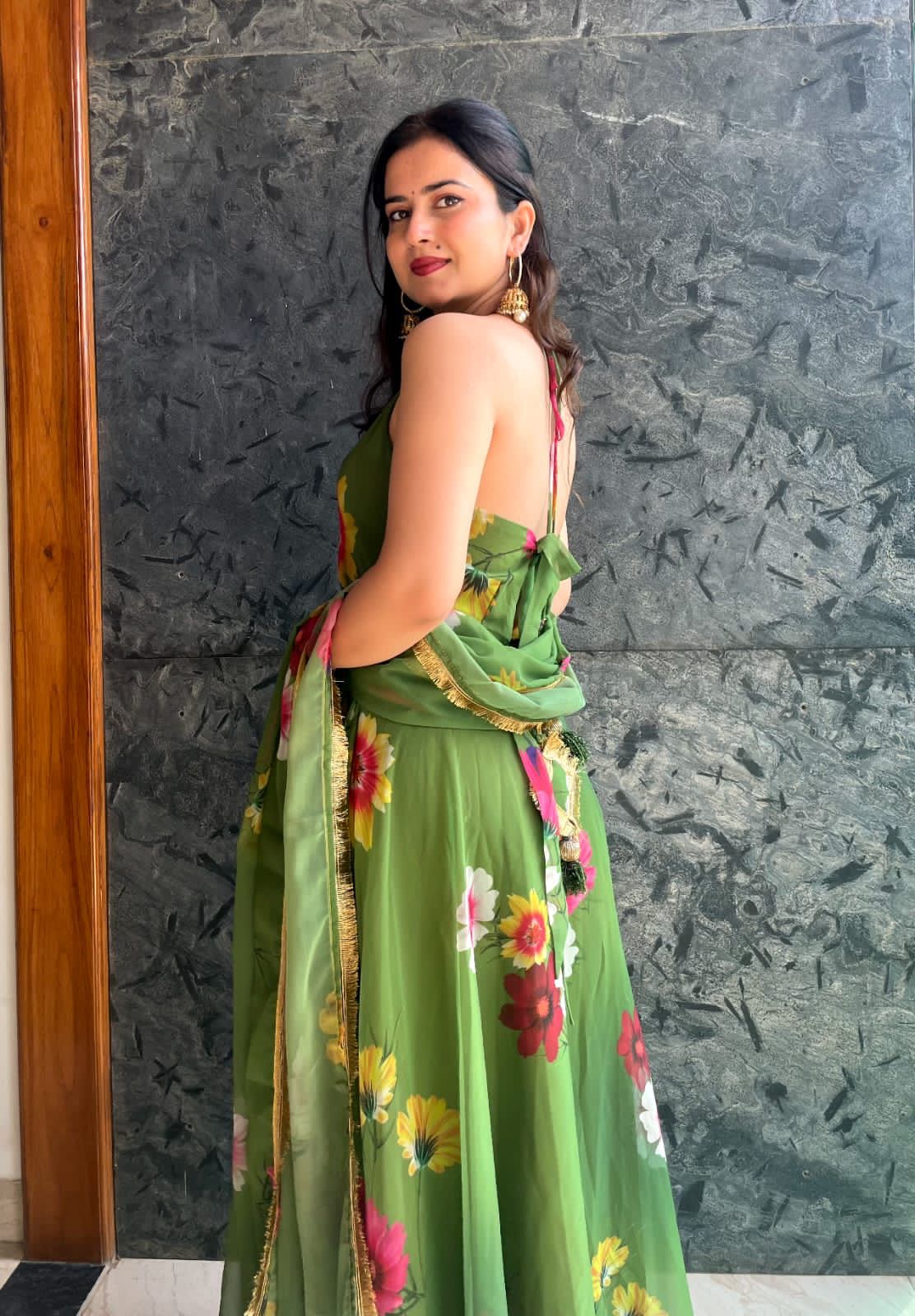 Georgette Anarkali Gown with Printed Dupatta